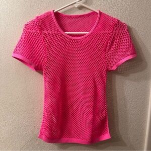 Women's Neon Pink Fishnet Mesh Top